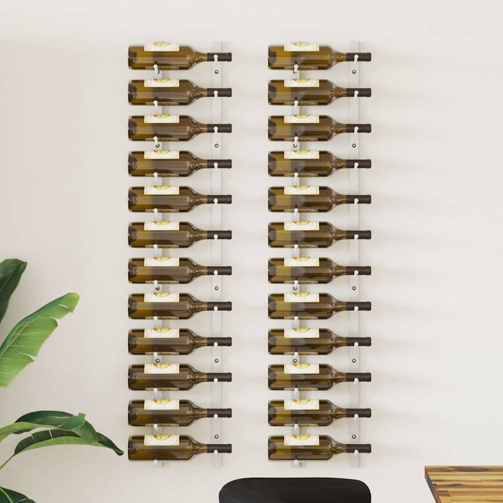 vidaXL Wall-Mounted Wine Rack for 12 Bottles 2 pcs White Iron
