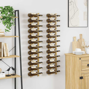 vidaXL Wall-Mounted Wine Rack for 12 Bottles 2 pcs. Golden Iron