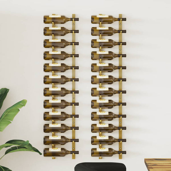 vidaXL Wall-Mounted Wine Rack for 12 Bottles 2 pcs. Golden Iron