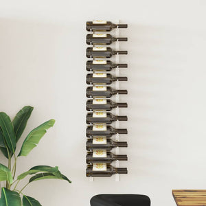 vidaXL Wall-Mounted Wine Rack for 24 Bottles White Iron