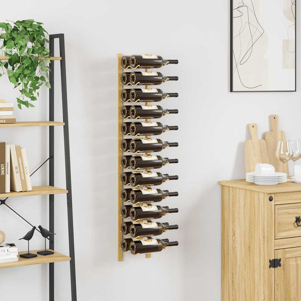 vidaXL Wall-Mounted Wine Rack for 24 Bottles Golden Iron