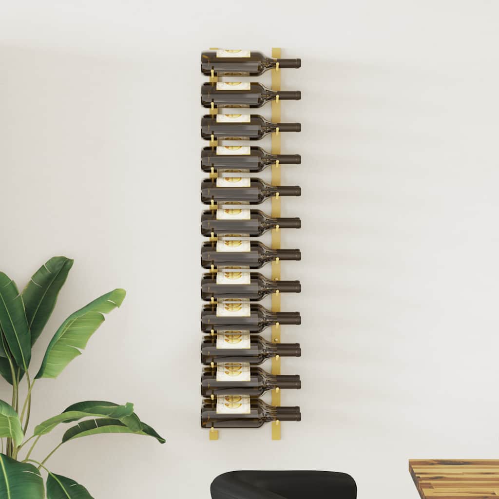 vidaXL Wall-Mounted Wine Rack for 24 Bottles Golden Iron