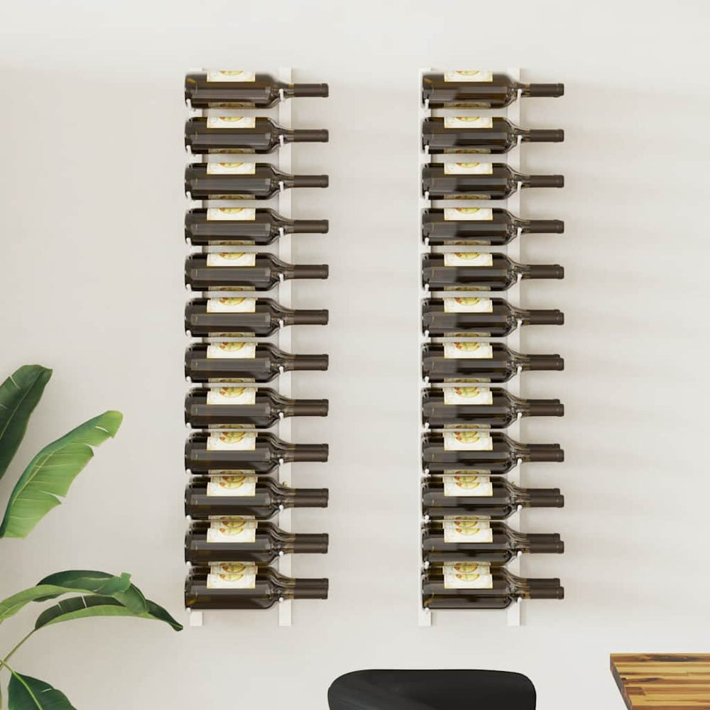 vidaXL Wall-Mounted Wine Rack for 24 Bottles 2 pcs. White Iron