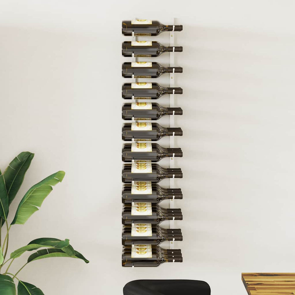 vidaXL Wall-Mounted Wine Rack for 36 Bottles White Iron