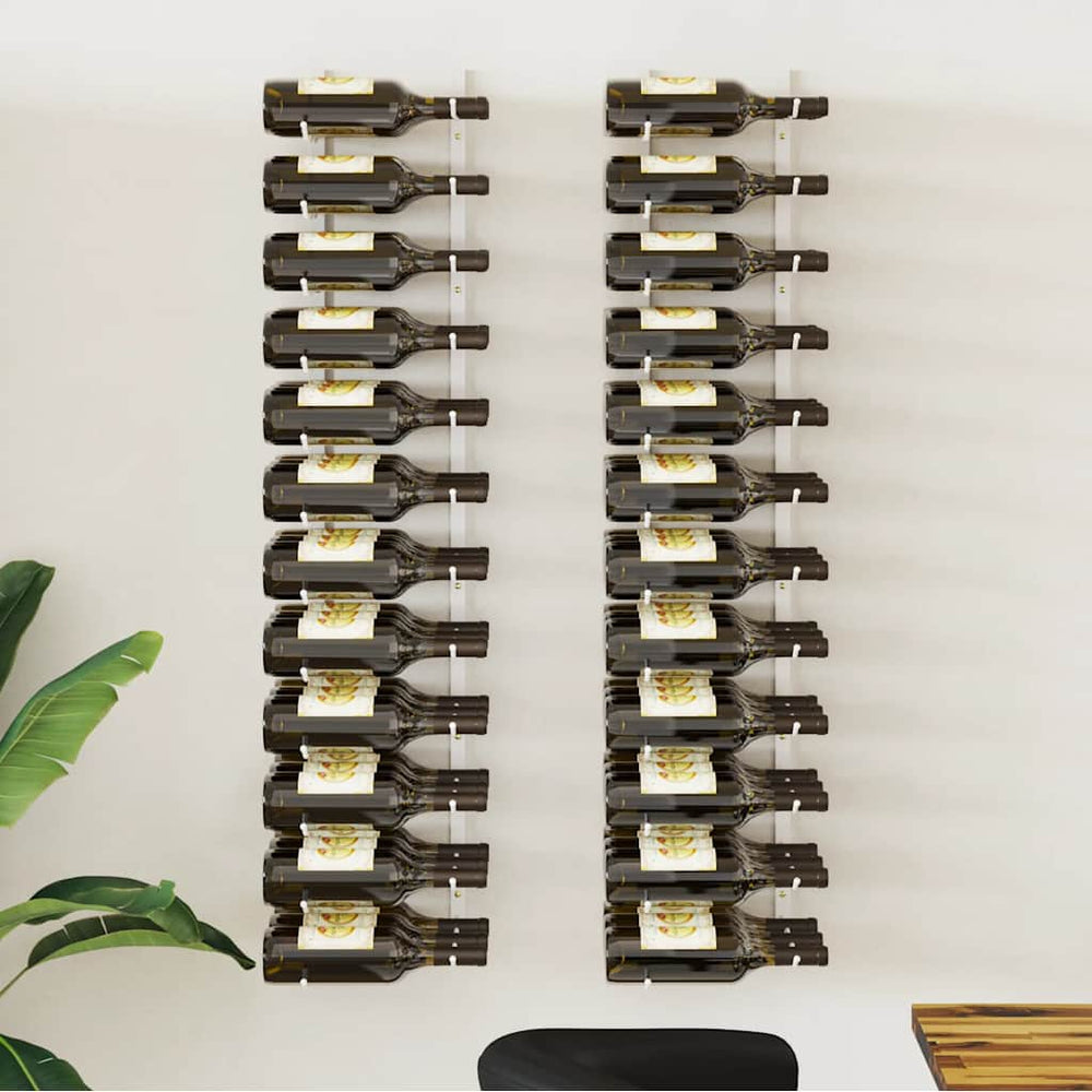 vidaXL Wall-Mounted Wine Rack for 36 Bottles 2 pcs. White Iron