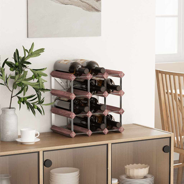 vidaXL Wine Rack for 12 Bottles Brown Solid Pine Wood