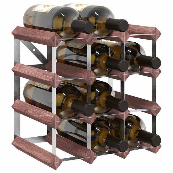vidaXL Wine Rack for 12 Bottles Brown Solid Pine Wood