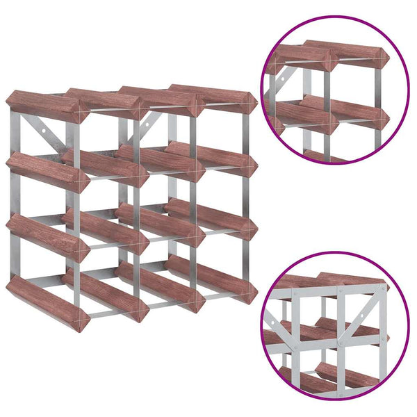 vidaXL Wine Rack for 12 Bottles Brown Solid Pine Wood
