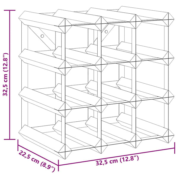 vidaXL Wine Rack for 12 Bottles Brown Solid Pine Wood