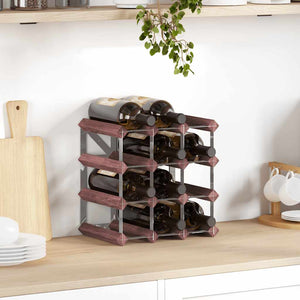 vidaXL Wine Rack for 12 Bottles Brown Solid Pine Wood