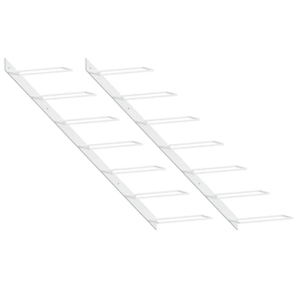 vidaXL Wall-Mounted Wine Racks for 7 Bottles 2 pcs White Metal