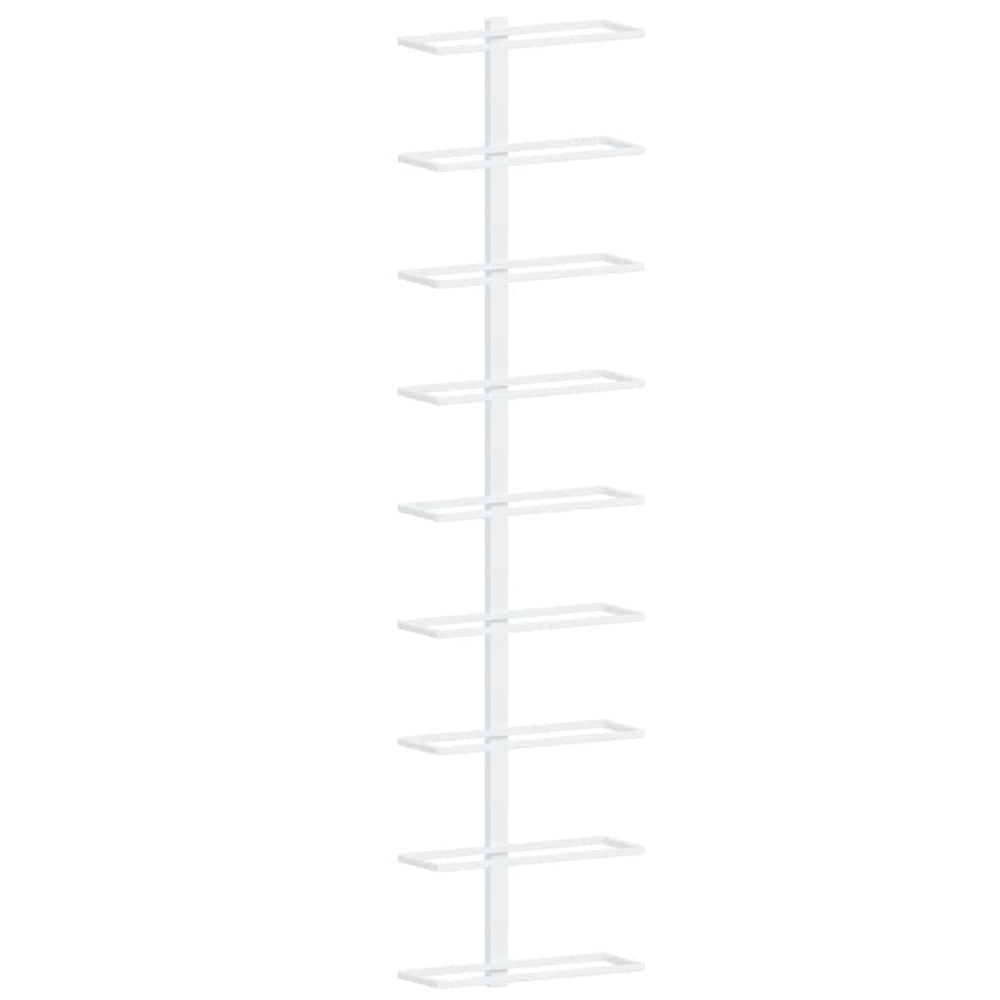 vidaXL Wall-Mounted Wine Rack for 9 Bottles White Iron