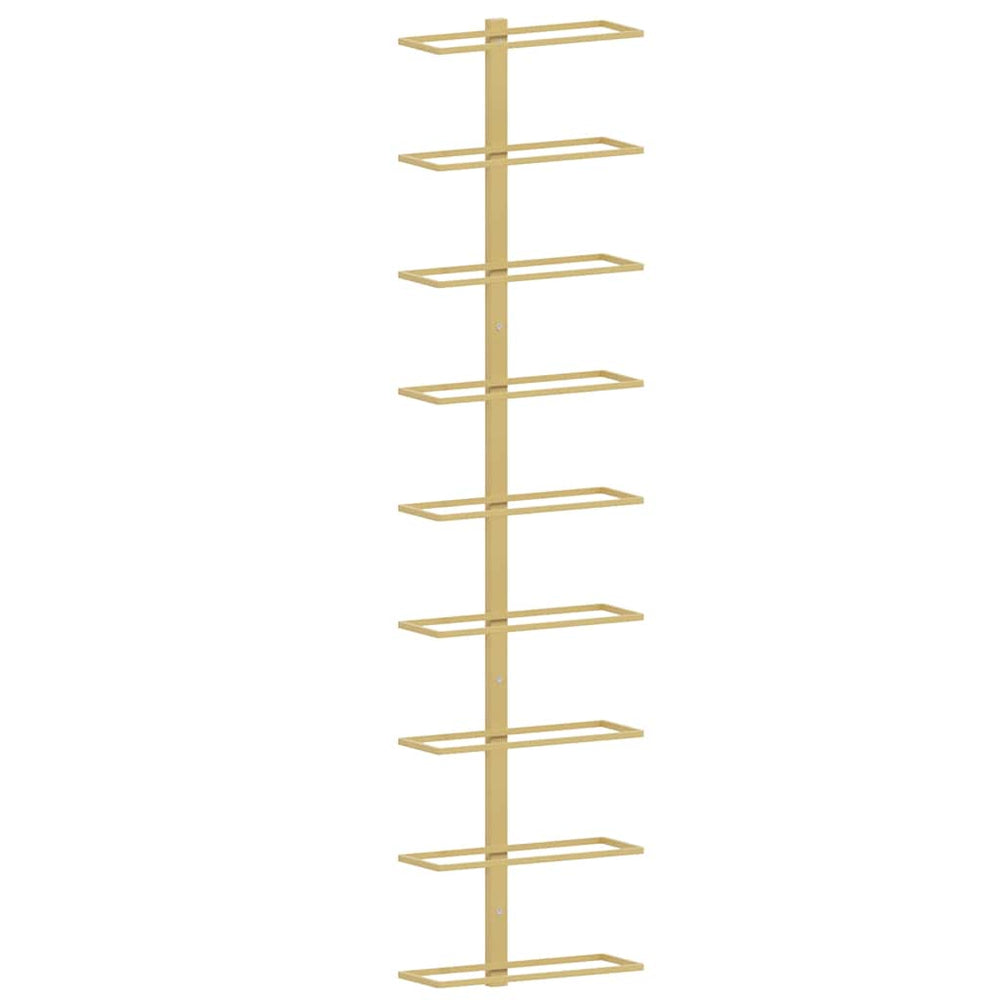 vidaXL Wall-Mounted Wine Rack for 9 Bottles Golden Iron