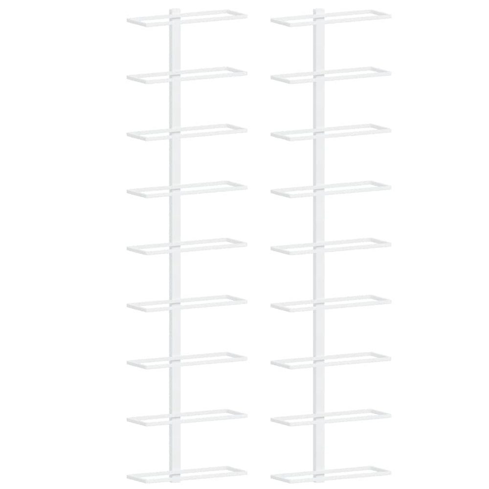vidaXL Wall-Mounted Wine Rack for 9 Bottles 2 pcs White Iron