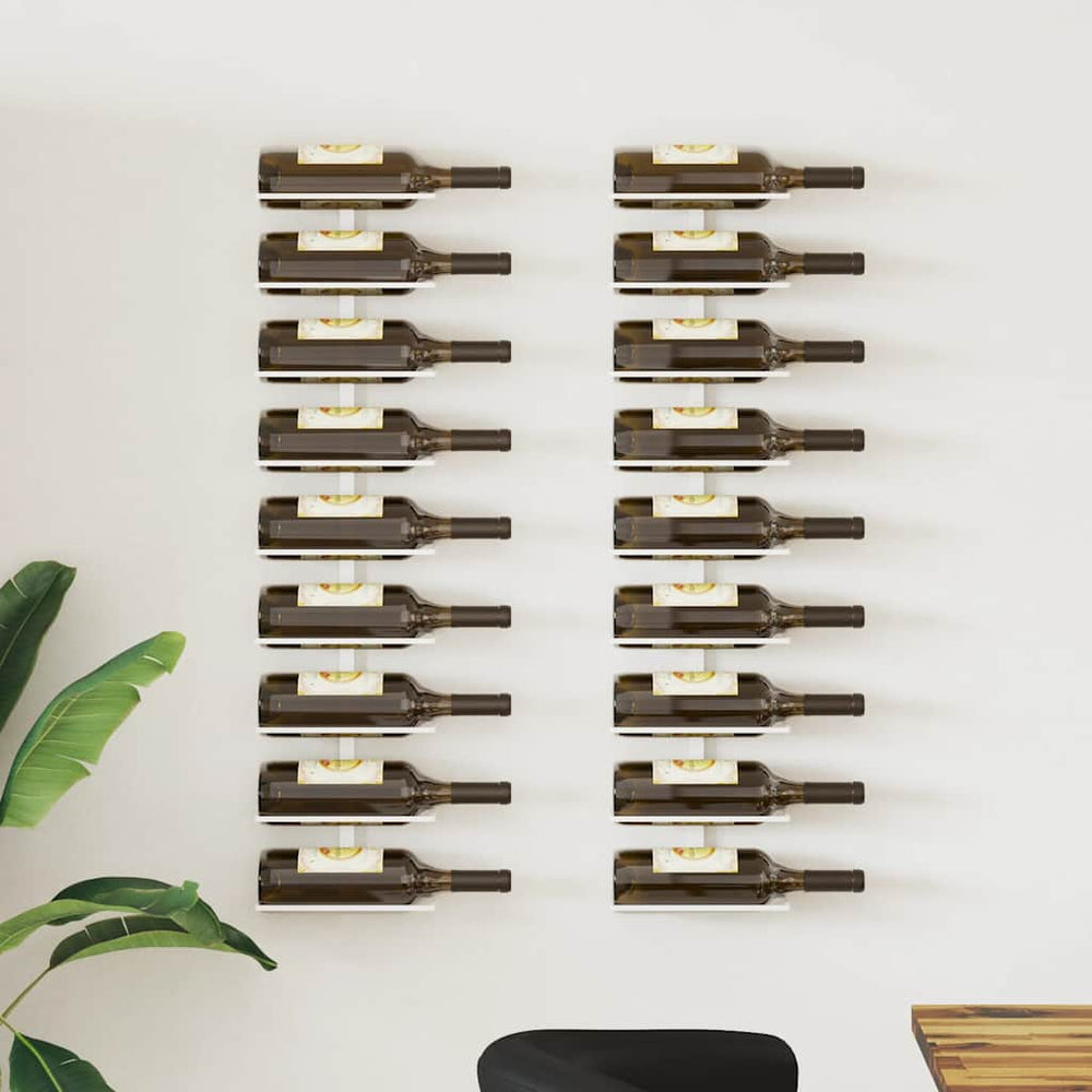 vidaXL Wall-Mounted Wine Rack for 9 Bottles 2 pcs White Iron