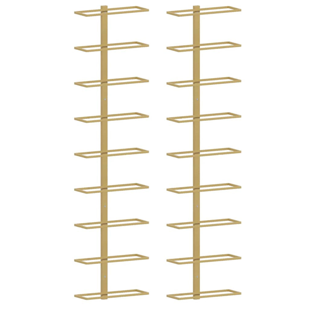 vidaXL Wall-Mounted Wine Racks for 9 Bottles 2 pcs. Golden Iron