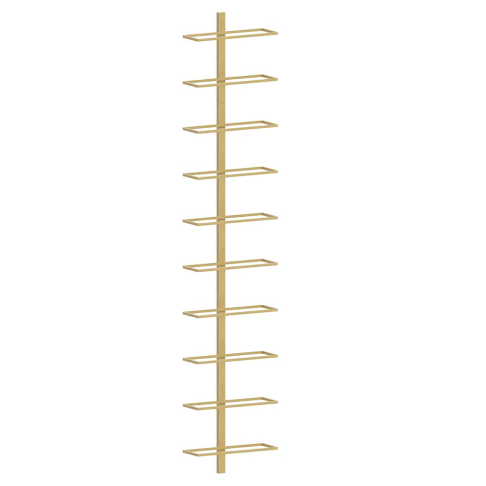 vidaXL Wall-Mounted Wine Rack for 10 Bottles Golden Metal