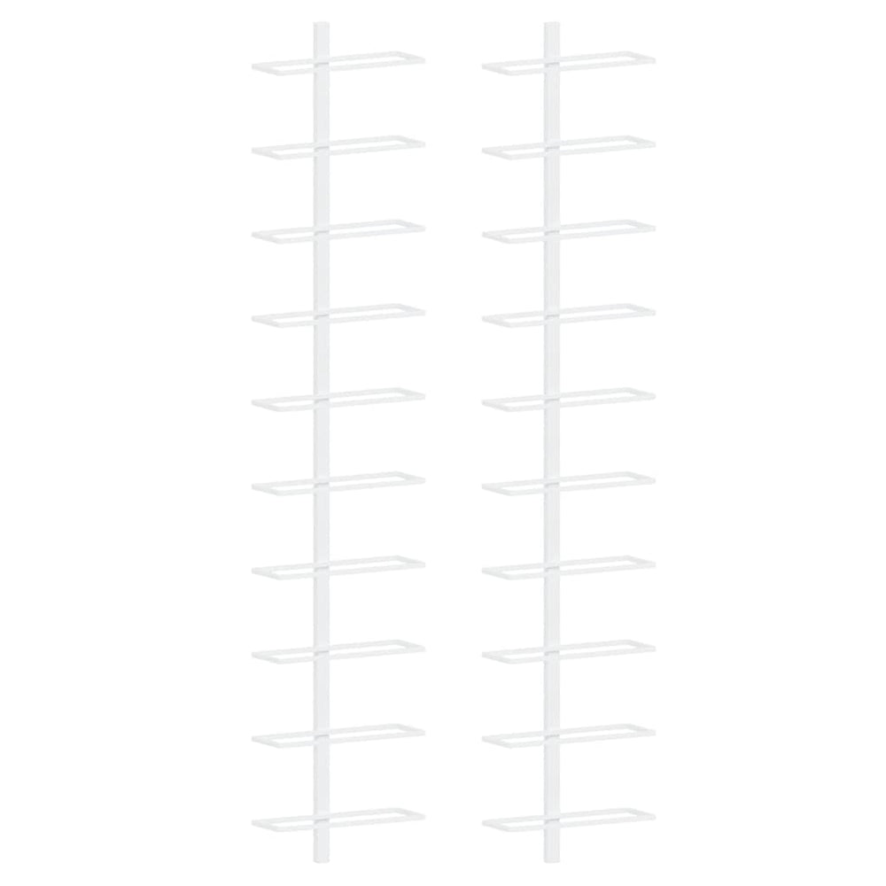 vidaXL Wall-Mounted Wine Racks for 10 Bottles 2 pcs. White Metal