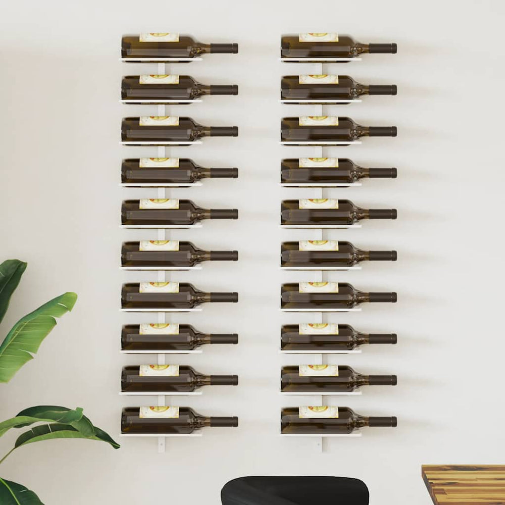 vidaXL Wall-Mounted Wine Racks for 10 Bottles 2 pcs. White Metal