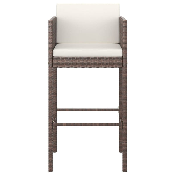 vidaXL 3-Piece Poly Rattan Garden Bar Set with Cushions Brown
