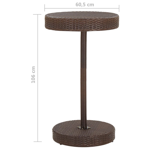 vidaXL 3-Piece Poly Rattan Garden Bar Set with Cushions Brown