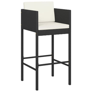 vidaXL 3-Piece Garden Bar Set with Cushions Poly Rattan Black