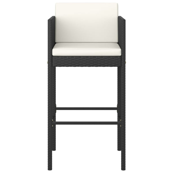 vidaXL 3-Piece Garden Bar Set with Cushions Poly Rattan Black