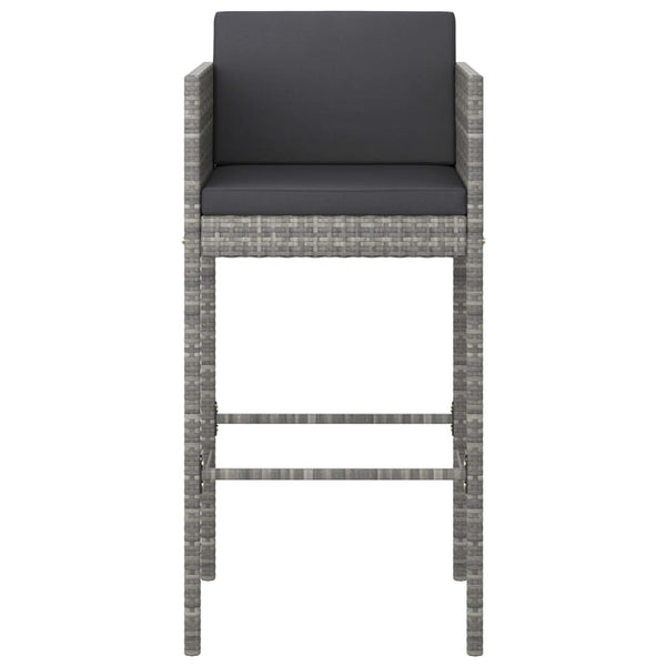 vidaXL 5-piece Garden Bar Set with Cushions Poly Rattan Grey