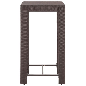 vidaXL 3-Piece Poly Rattan Garden Bar Set with Cushions Brown