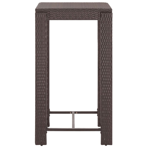 vidaXL 3-Piece Poly Rattan Garden Bar Set with Cushions Brown