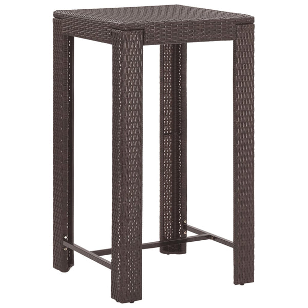vidaXL 3-Piece Poly Rattan Garden Bar Set with Cushions Brown