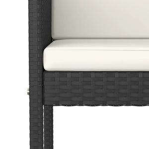 vidaXL 3-Piece Garden Bar Set with Cushions Poly Rattan Black