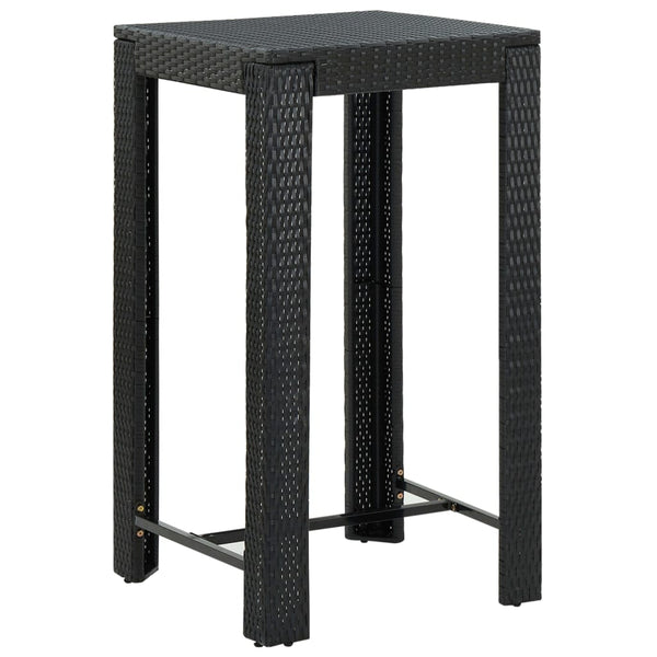 vidaXL 3-Piece Garden Bar Set with Cushions Poly Rattan Black