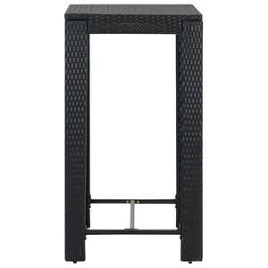 vidaXL 3-Piece Garden Bar Set with Cushions Poly Rattan Black