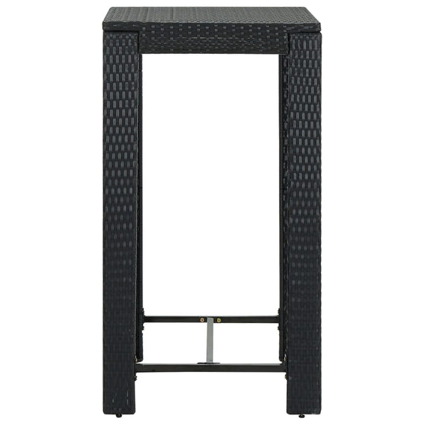 vidaXL 3-Piece Garden Bar Set with Cushions Poly Rattan Black