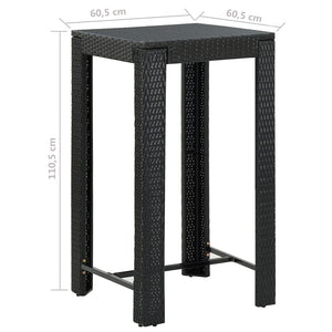 vidaXL 3-Piece Garden Bar Set with Cushions Poly Rattan Black