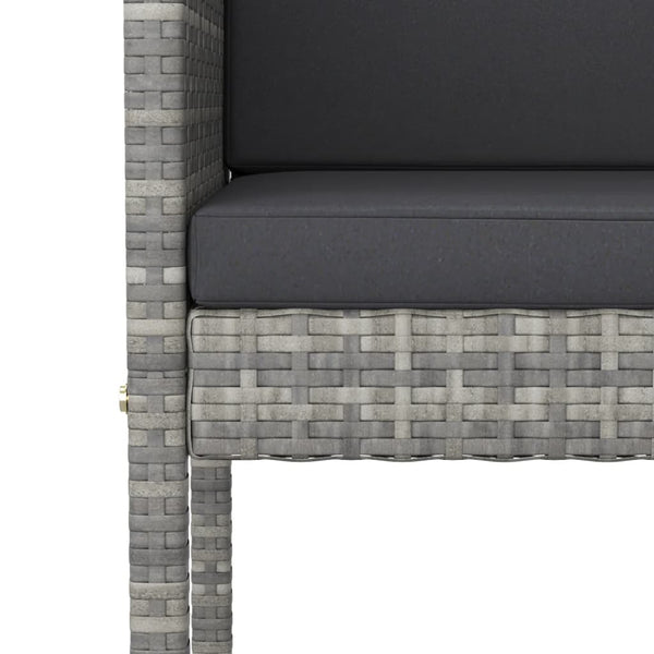 vidaXL 3-Piece Poly Rattan Garden Bar Set with Cushions Grey