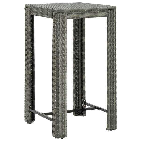 vidaXL 3-Piece Poly Rattan Garden Bar Set with Cushions Grey