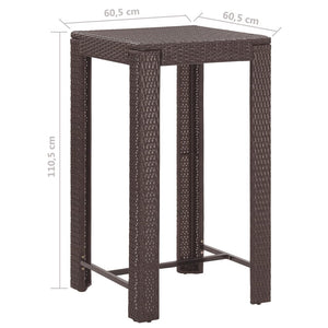 vidaXL 5-Piece Garden Bar Set with Cushions Poly Rattan Brown