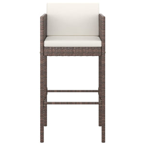 vidaXL 5-Piece Garden Bar Set with Cushions Poly Rattan Brown