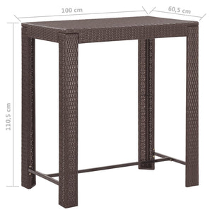vidaXL 5-Piece Garden Bar Set with Cushions Poly Rattan Brown