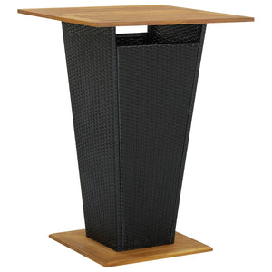 3-tlg. Gartenbar-Set mit Kissen Poly Rattan Schwarz