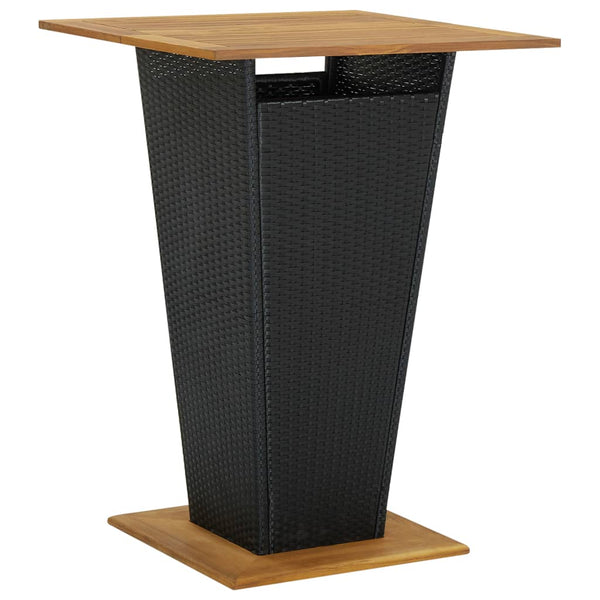 3-tlg. Gartenbar-Set mit Kissen Poly Rattan Schwarz