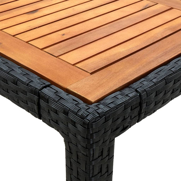 3-tlg. Garten-Essgruppe mit Auflagen Poly Rattan Schwarz