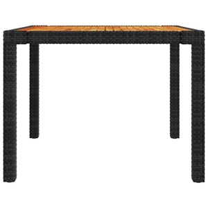 3-tlg. Garten-Essgruppe mit Auflagen Poly Rattan Schwarz
