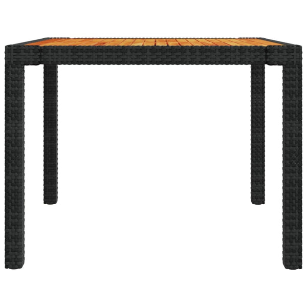 3-tlg. Garten-Essgruppe mit Auflagen Poly Rattan Schwarz