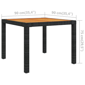 5-tlg. Garten-Essgruppe mit Kissen Poly Rattan Schwarz