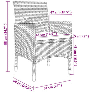 5-tlg. Garten-Essgruppe mit Kissen Poly Rattan Grau