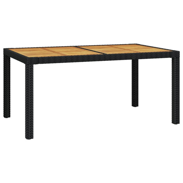 5-tlg. Garten-Essgruppe mit Kissen Poly Rattan Schwarz