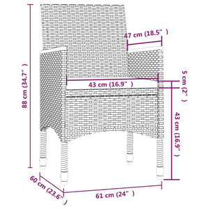 5-tlg. Garten-Essgruppe mit Kissen Poly Rattan Schwarz